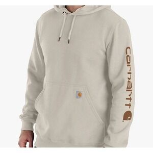 CARHARTT HOODIE MEN L LARGE  LOOSE FIT Arm LOGO GRAPHIC Tan Beige New With Tags